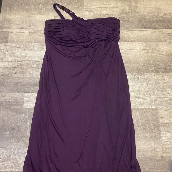 Betsy & Adam Women's Dress One-Shoulder Gem Strap Gown (22W Plum Purple) - Picture 9 of 12
